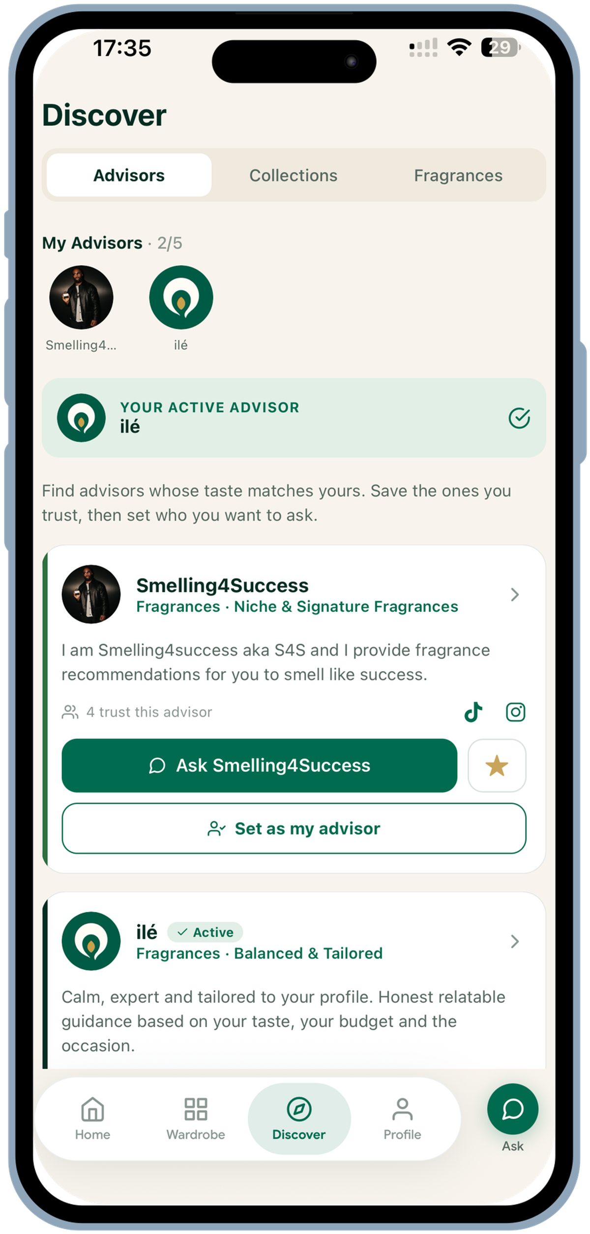 Choosing which ilé advisor's taste to follow